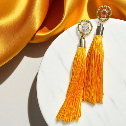 Shine Bright with Our Gold Tassel & Rhinestone Teardrop Dangle Earrings ✨