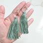Boho Tassel Dangle Earrings – Sage Green or Black | Western Chic Jewelry