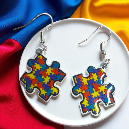 Brighten Your Look with Autism Awareness Puzzle Piece Earrings – Colorful, Meaningful & Lightweight!