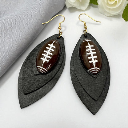 Friday Night Lights + Dance Vibes: Black Layered Football Charm Earrings