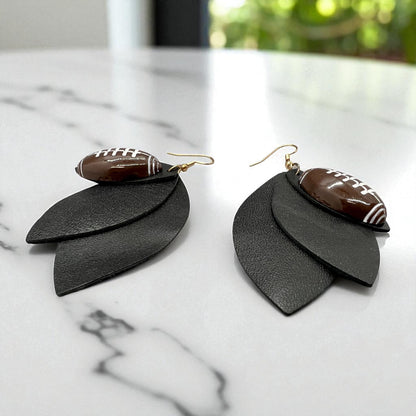 Friday Night Lights + Dance Vibes: Black Layered Football Charm Earrings