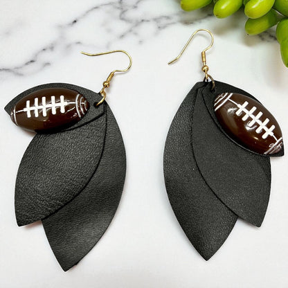 Friday Night Lights + Dance Vibes: Black Layered Football Charm Earrings