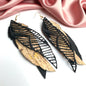 Western Cork & Leather Dangle Earrings – Longhorn or Feather | Boho Rodeo Jewelry