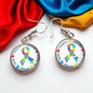 Autism Awareness Dangle Earrings –  2 Colorful Cabochon Designs