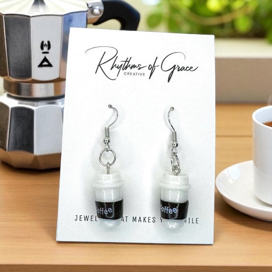 Brew-tiful Vibes: Coffee Cup Dangle Earrings for Caffeine Queens & Cold Brew Babes!☕