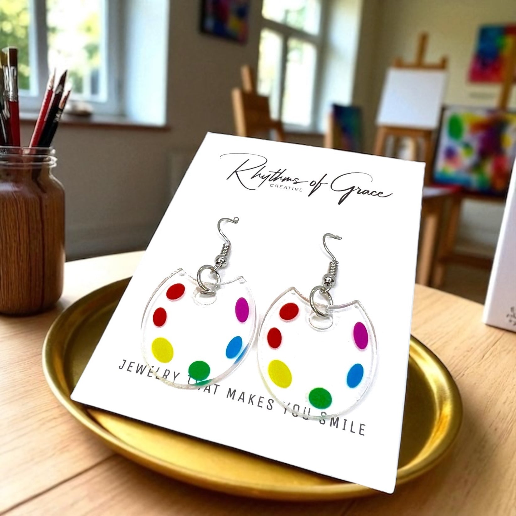Artsy & Awesome: Colorful Art Palette Dangle Earrings for Creatives & Teachers! 🎨 - Rhythms of Grace Creative