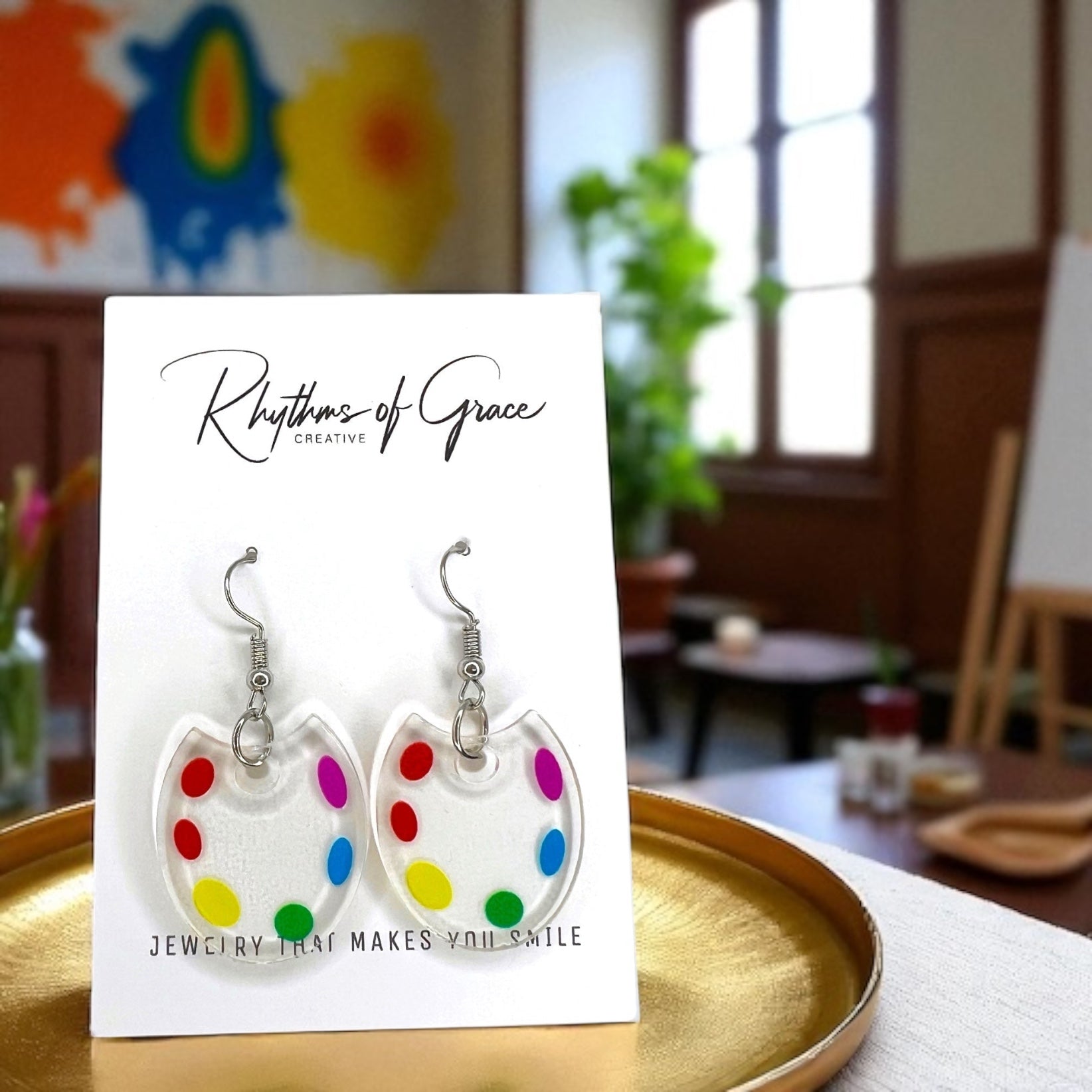 Artsy & Awesome: Colorful Art Palette Dangle Earrings for Creatives & Teachers! 🎨 - Rhythms of Grace Creative