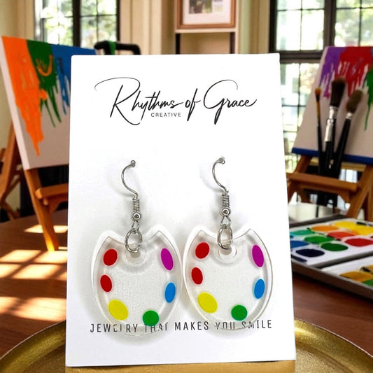 Artsy & Awesome: Colorful Art Palette Dangle Earrings for Creatives & Teachers! 🎨 - Rhythms of Grace Creative