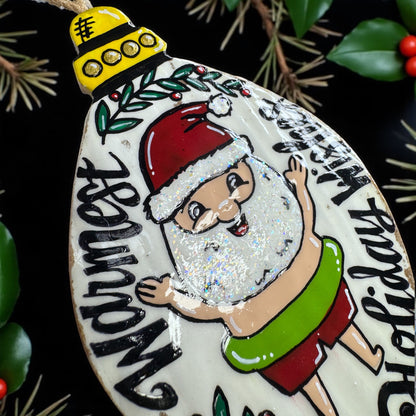 Warmest Holiday Wishes Ornament – Santa’s On Vacation! 🎅🌴