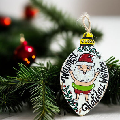 Warmest Holiday Wishes Ornament – Santa’s On Vacation! 🎅🌴