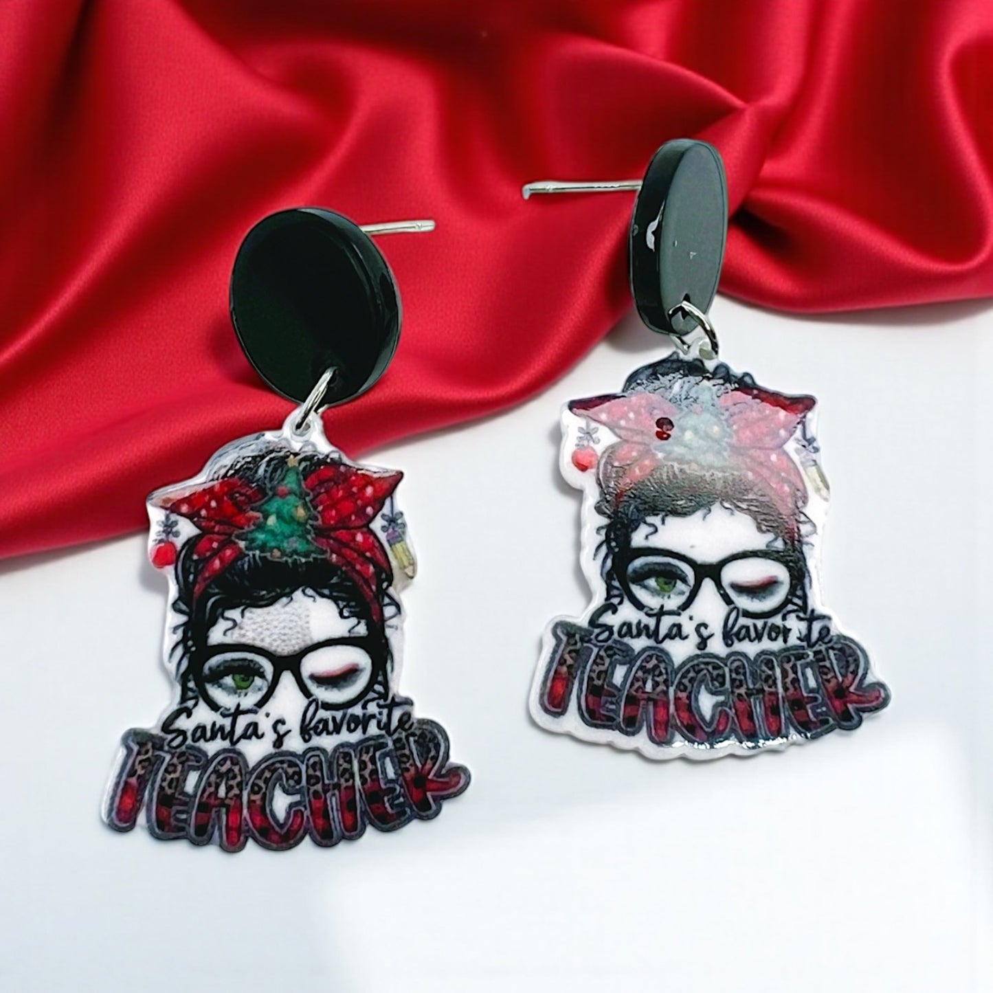 Christmas Teacher Earrings: Spread Holiday Cheer! 🎄 - Rhythms of Grace Creative