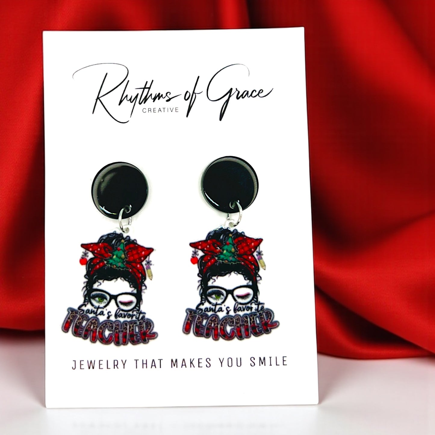 Christmas Teacher Earrings: Spread Holiday Cheer! 🎄 - Rhythms of Grace Creative