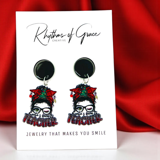 Christmas Teacher Earrings: Spread Holiday Cheer! 🎄 - Rhythms of Grace Creative