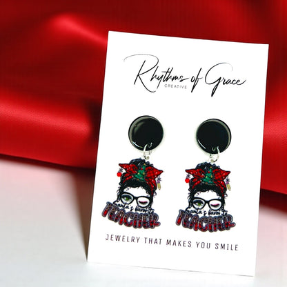 Christmas Teacher Earrings: Spread Holiday Cheer! 🎄 - Rhythms of Grace Creative