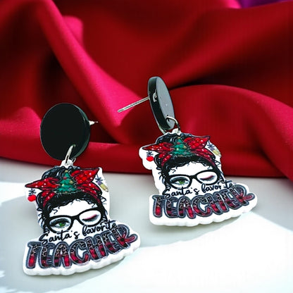 Christmas Teacher Earrings: Spread Holiday Cheer! 🎄 - Rhythms of Grace Creative