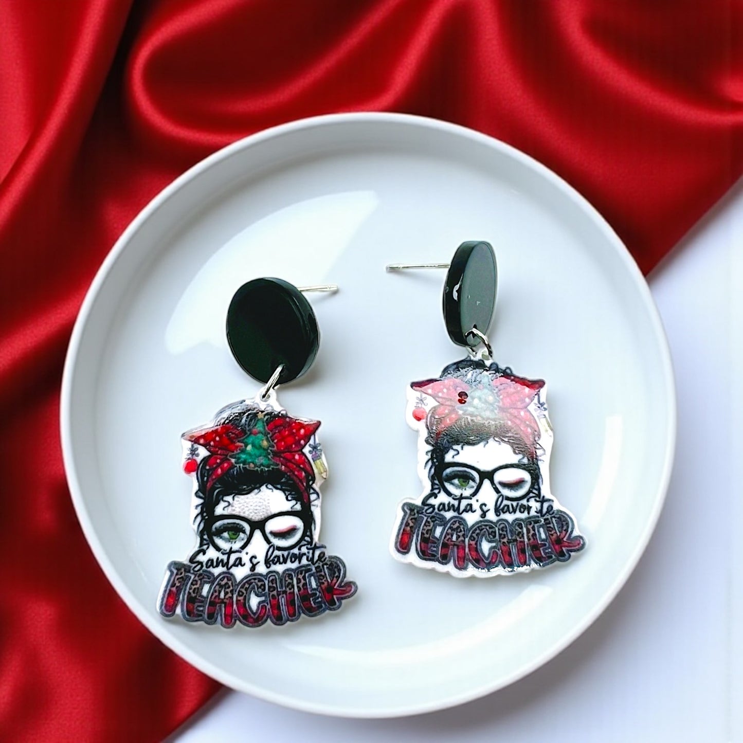Christmas Teacher Earrings: Spread Holiday Cheer! 🎄 - Rhythms of Grace Creative