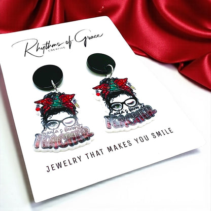 Christmas Teacher Earrings: Spread Holiday Cheer! 🎄 - Rhythms of Grace Creative