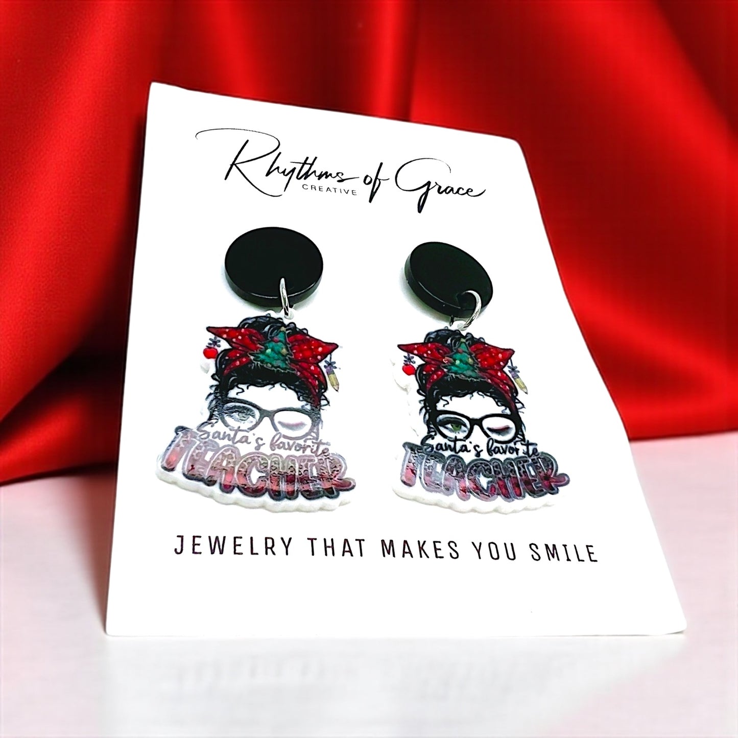Christmas Teacher Earrings: Spread Holiday Cheer! 🎄 - Rhythms of Grace Creative