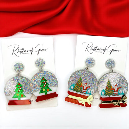 Shake Up Some Holiday Cheer – Snowglobe Dangle Earrings! ❄️🎄