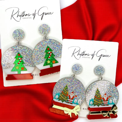 Shake Up Some Holiday Cheer – Snowglobe Dangle Earrings! ❄️🎄