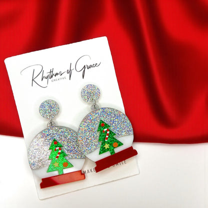 Shake Up Some Holiday Cheer – Snowglobe Dangle Earrings! ❄️🎄