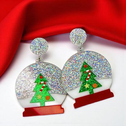 Shake Up Some Holiday Cheer – Snowglobe Dangle Earrings! ❄️🎄