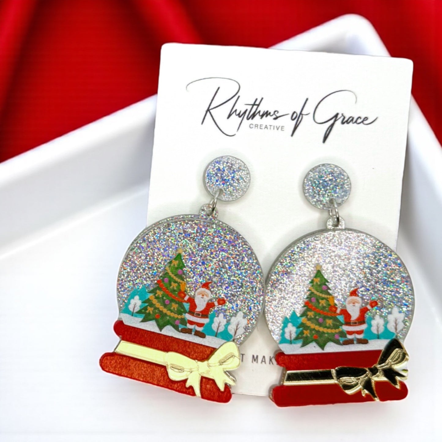 Shake Up Some Holiday Cheer – Snowglobe Dangle Earrings! ❄️🎄