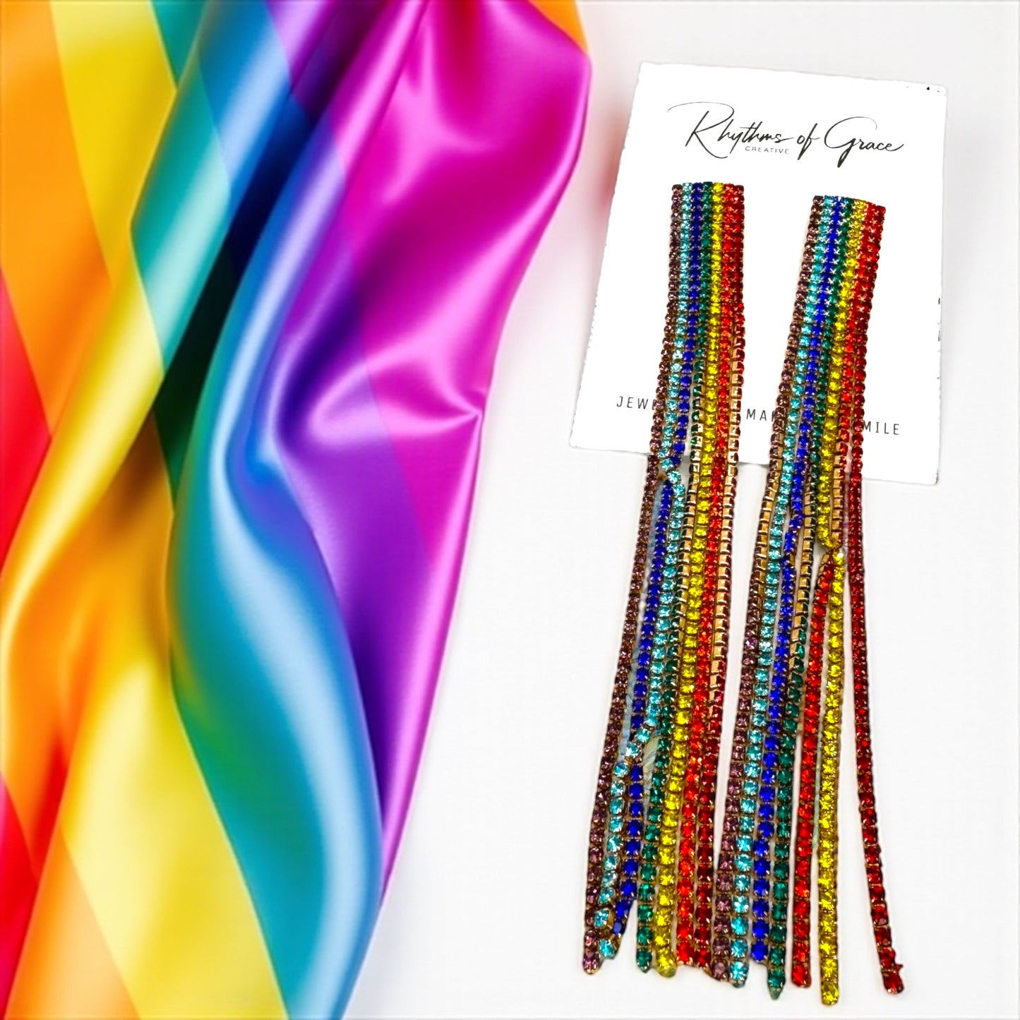 Catch the Rainbow: Oversized Rhinestone Dangle Earrings! 🌈