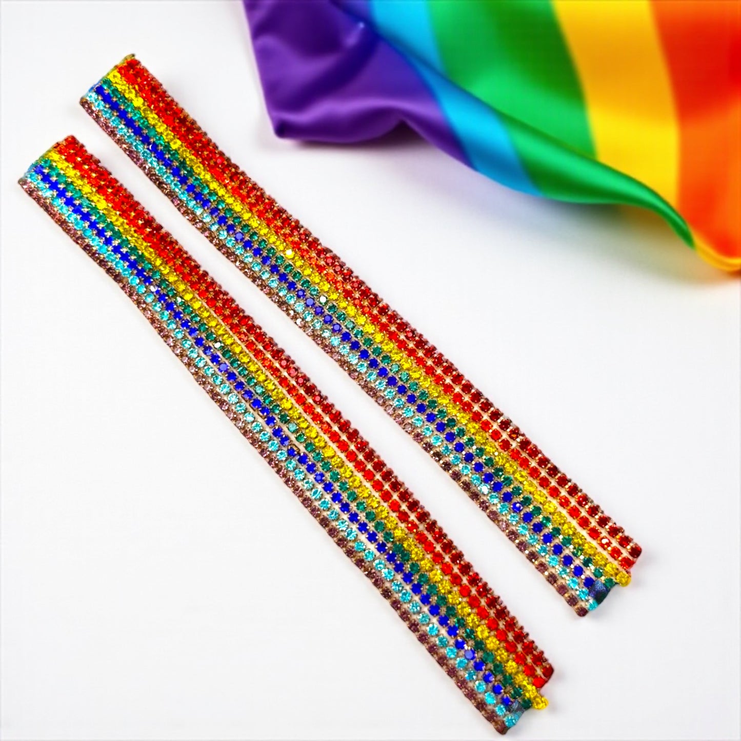 Catch the Rainbow: Oversized Rhinestone Dangle Earrings! 🌈