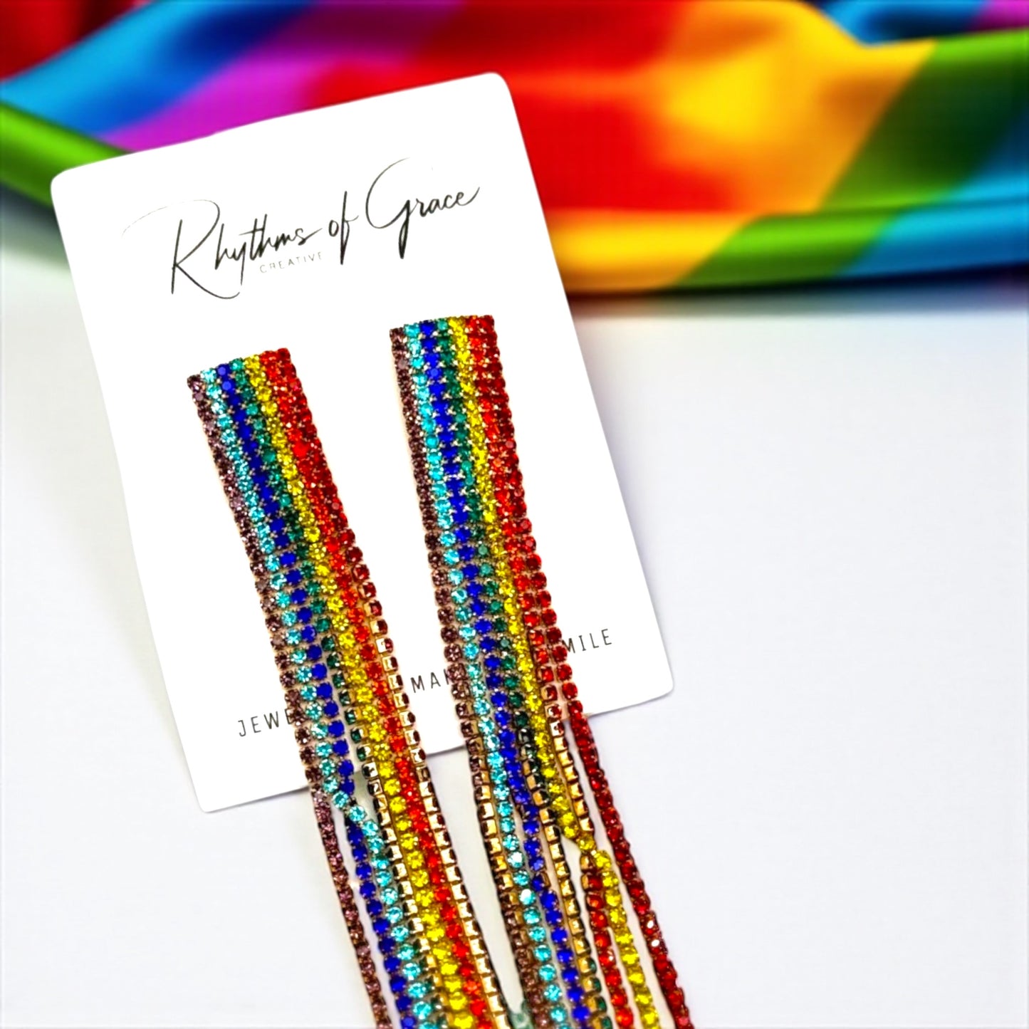 Catch the Rainbow: Oversized Rhinestone Dangle Earrings! 🌈