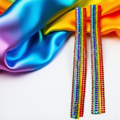 Catch the Rainbow: Oversized Rhinestone Dangle Earrings! 🌈