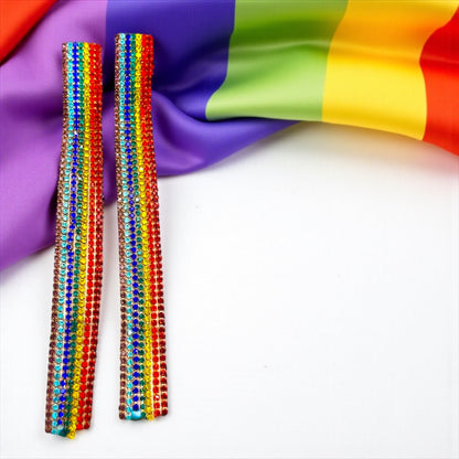 Catch the Rainbow: Oversized Rhinestone Dangle Earrings! 🌈