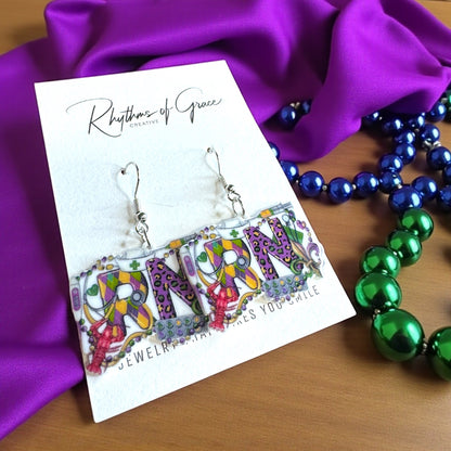 RN & Ready to Mardi! – Nurse Mardi Gras Earrings 🎉
