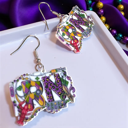 RN & Ready to Mardi! – Nurse Mardi Gras Earrings 🎉