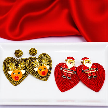 Jolly Holiday Earrings: Choose Santa or Reindeer for Festive Cheer!