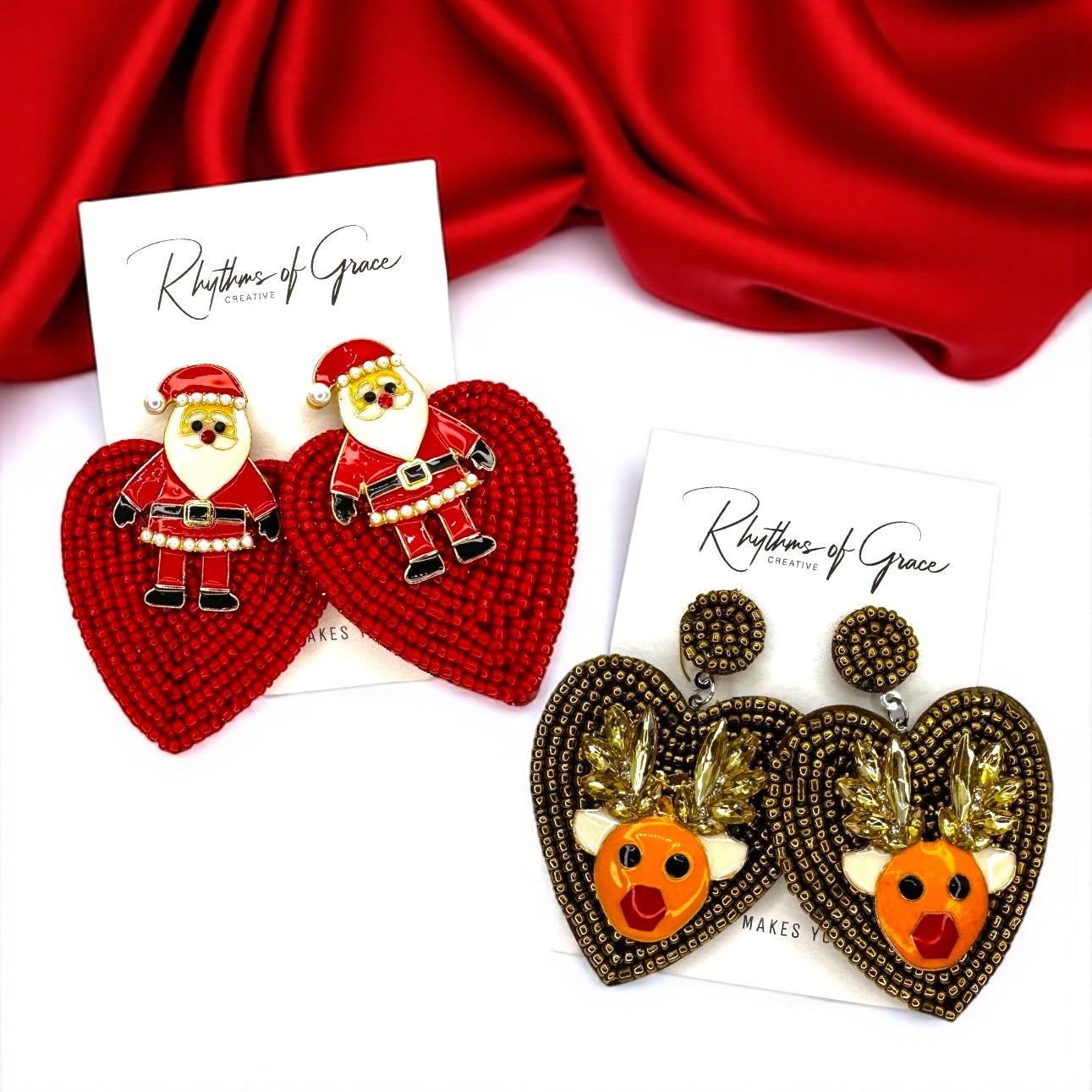 Jolly Holiday Earrings: Choose Santa or Reindeer for Festive Cheer!