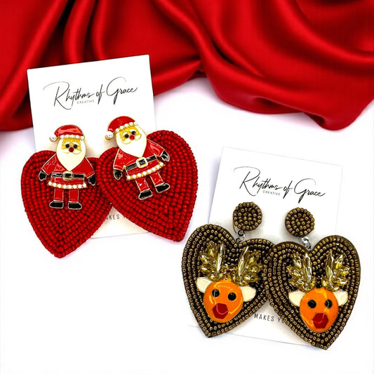 Jolly Holiday Earrings: Choose Santa or Reindeer for Festive Cheer!
