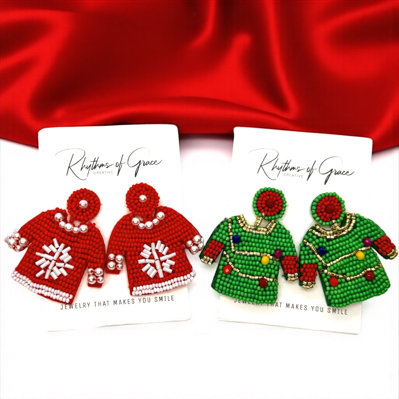"Merry Christmas, Ya Filthy Animal!" - Beaded Christmas Sweater Earrings