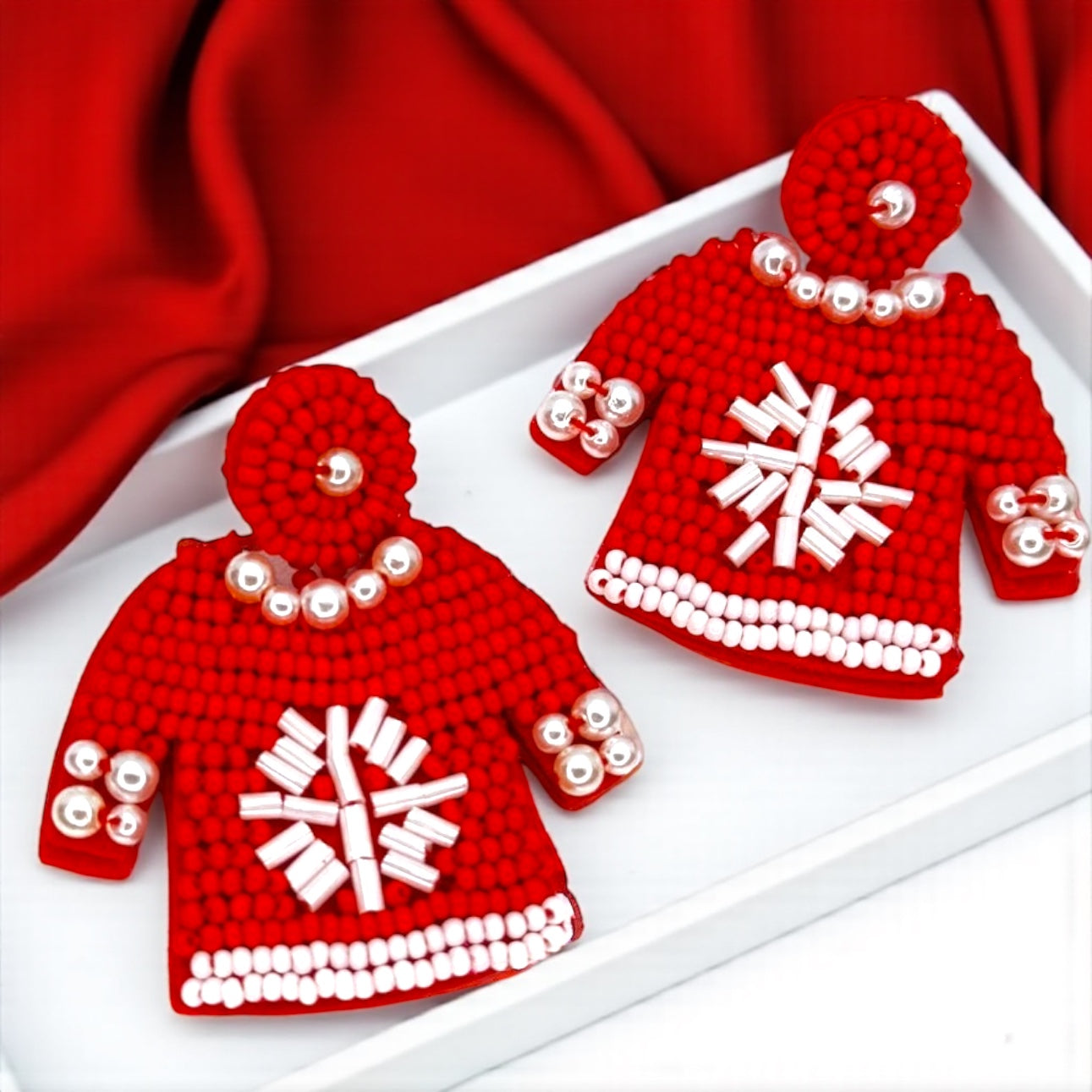 "Merry Christmas, Ya Filthy Animal!" - Beaded Christmas Sweater Earrings