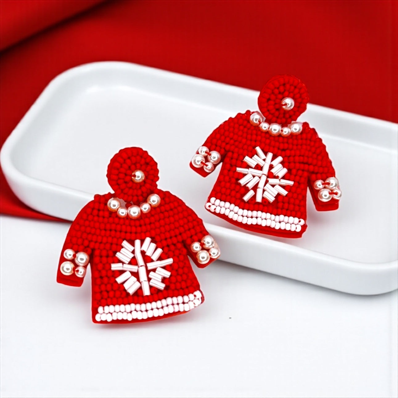 "Merry Christmas, Ya Filthy Animal!" - Beaded Christmas Sweater Earrings