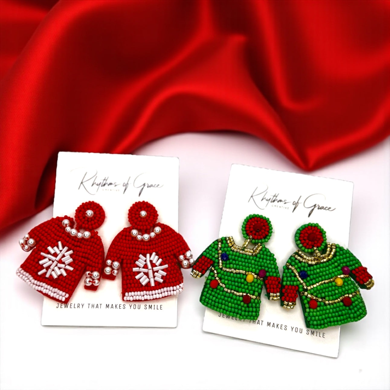 "Merry Christmas, Ya Filthy Animal!" - Beaded Christmas Sweater Earrings