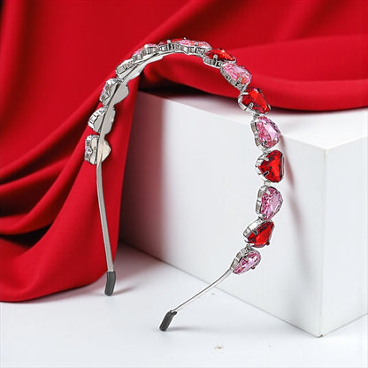 Sweeten Your Style: Pink and Red Heart Rhinestone Headband! 💖
