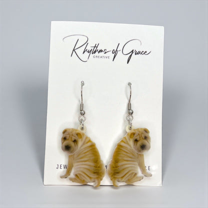 Wagging Wrinkles: Playful Shar Pei Earrings!