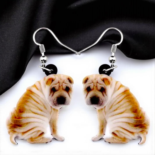 Wagging Wrinkles: Playful Shar Pei Earrings!