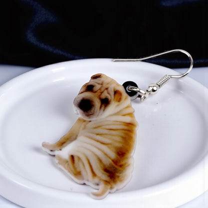 Wagging Wrinkles: Playful Shar Pei Earrings!