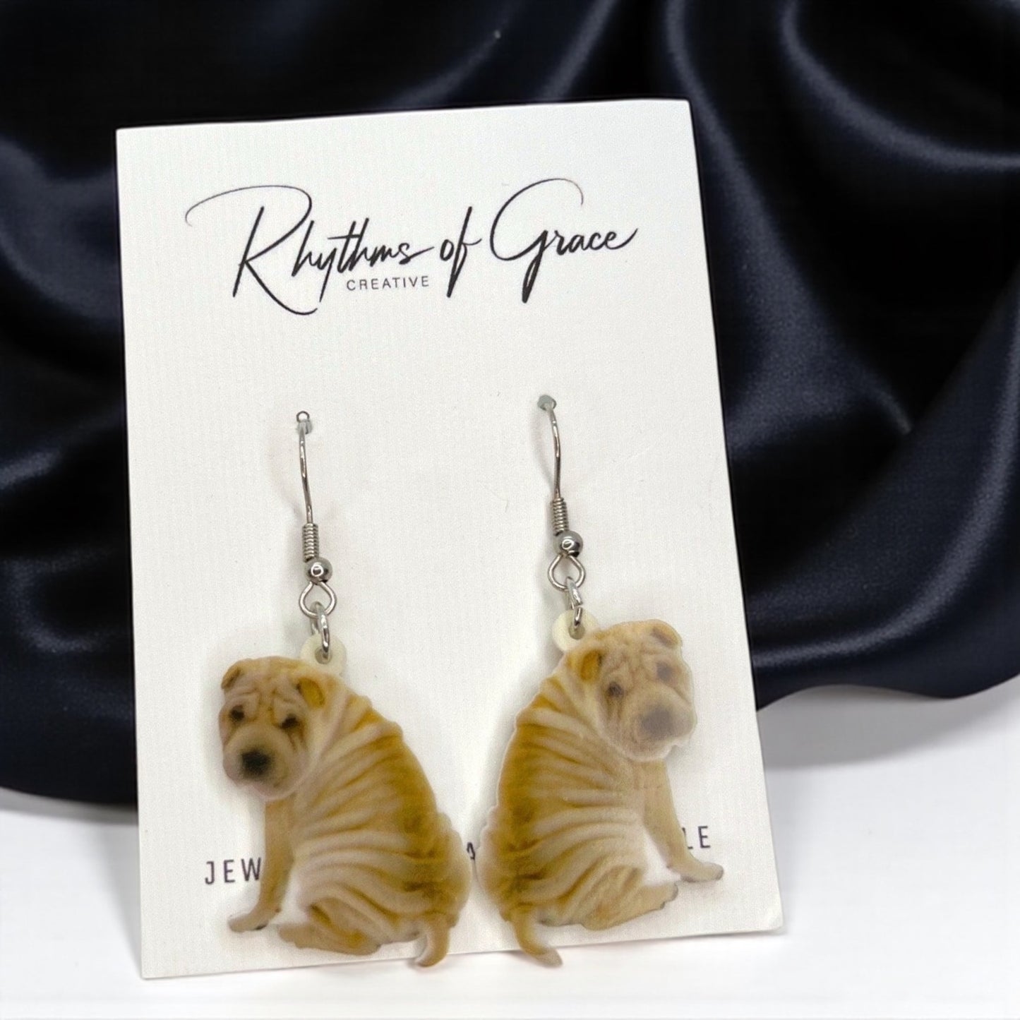 Wagging Wrinkles: Playful Shar Pei Earrings!