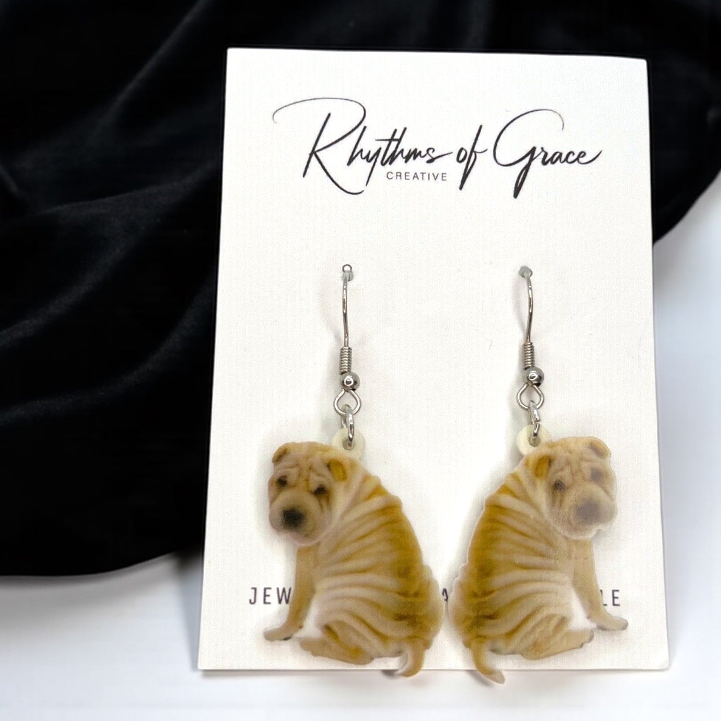 Wagging Wrinkles: Playful Shar Pei Earrings!