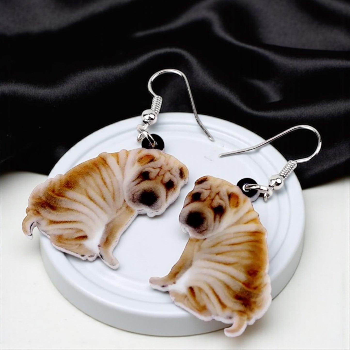 Wagging Wrinkles: Playful Shar Pei Earrings!