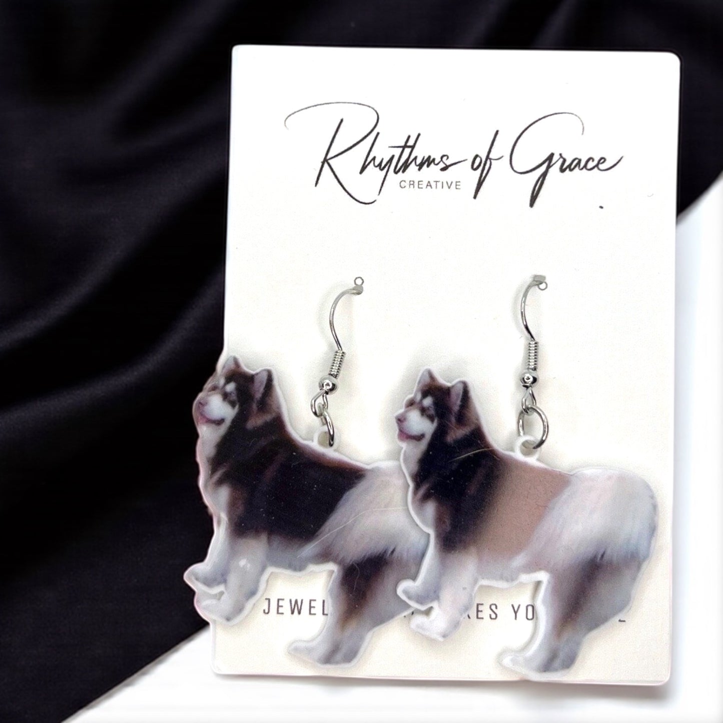 Furry Fashion: Adorable Siberian Husky Earrings for Dog Devotees!