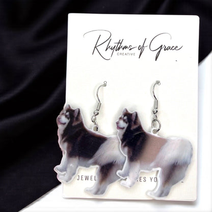Furry Fashion: Adorable Siberian Husky Earrings for Dog Devotees!